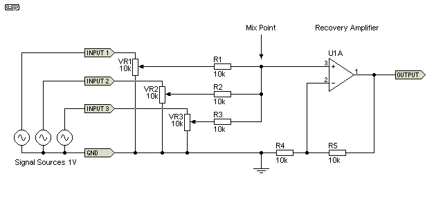 stereo audio mixer circuit