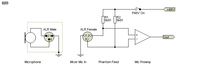Микрофон с фантомным питанием схема