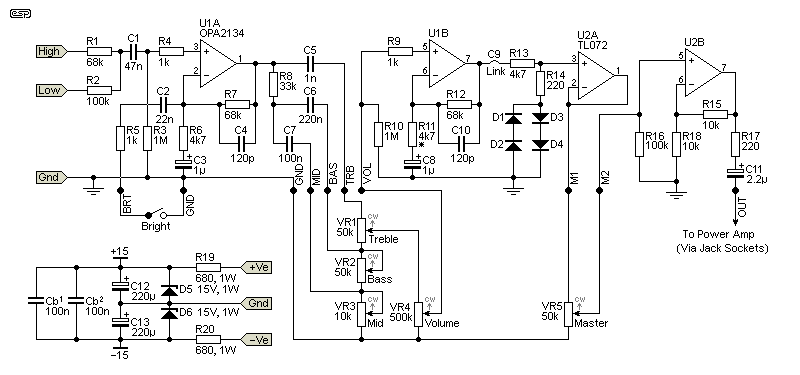 solid state guitar preamp schematic