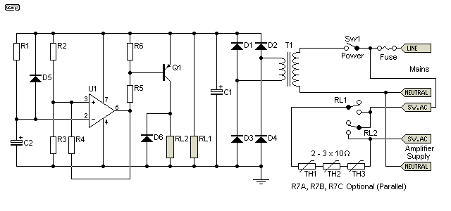 Soft-Start Circuit For Power Amps