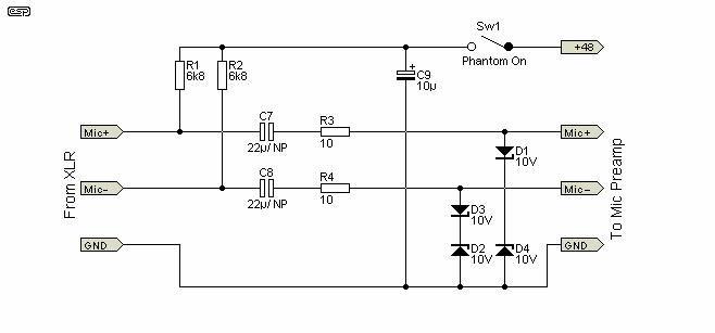 Схема фантомного питания микрофона 48 вольт